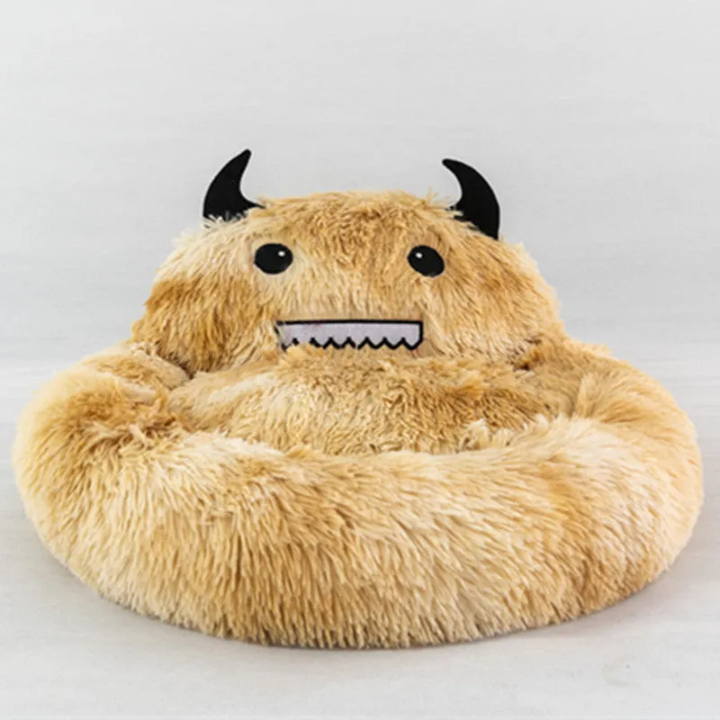 Plush Little Monsters Round Pet Bed