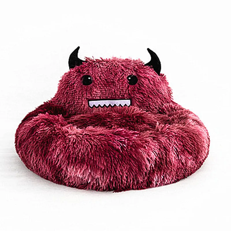 Plush Little Monsters Round Pet Bed
