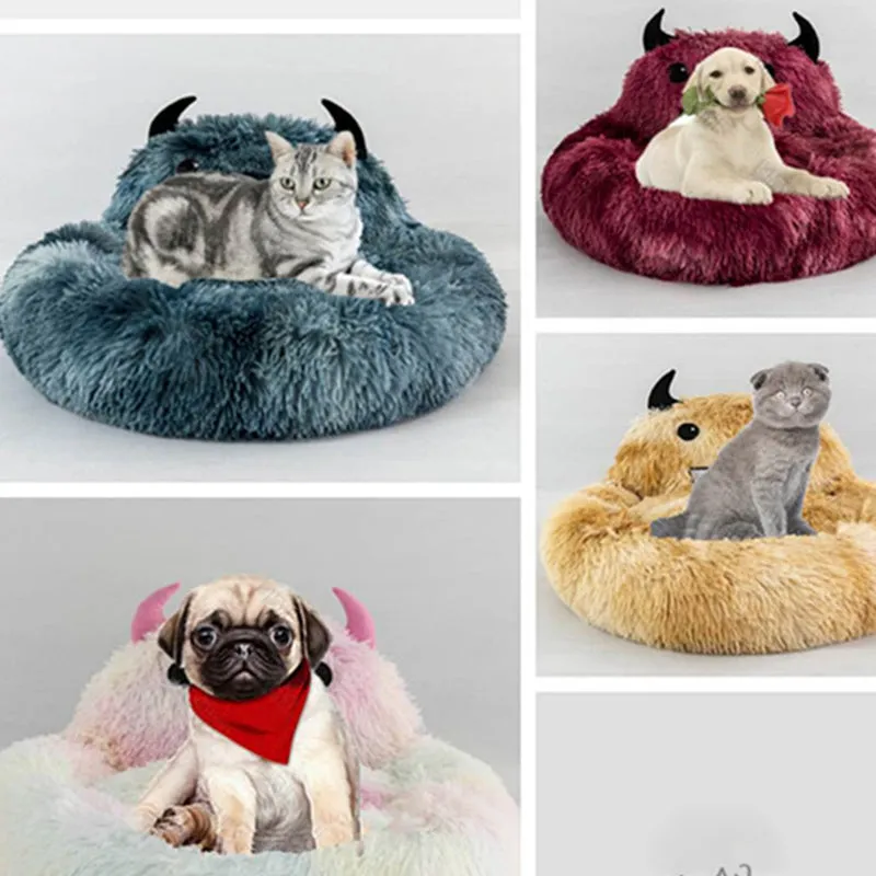 Plush Little Monsters Round Pet Bed