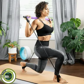 Portable Pilates Bar Kit with Resistance Bands, Exercise Bar, Latex Cords