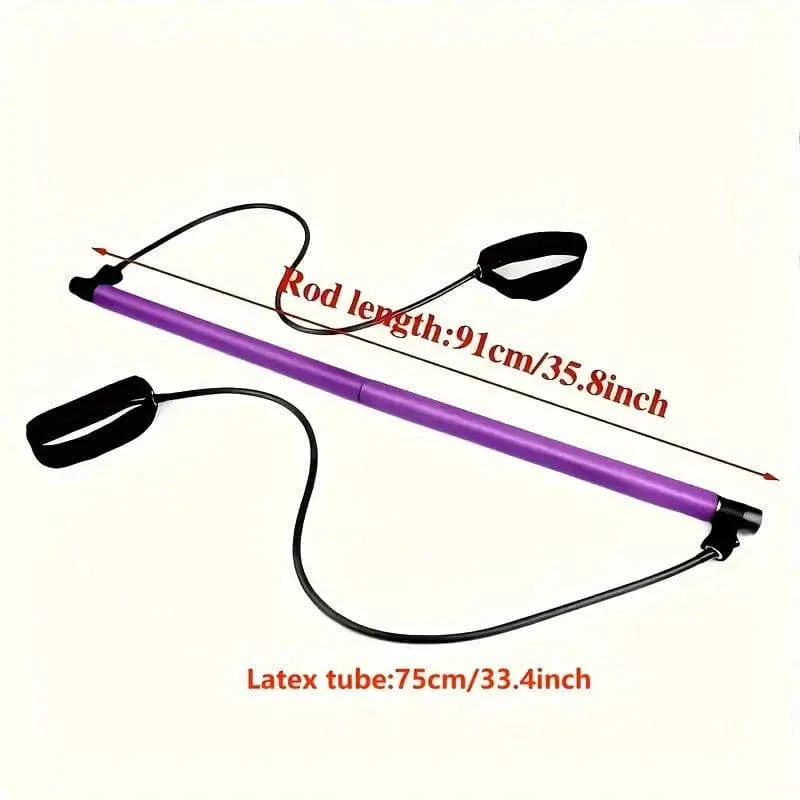 Portable Pilates Bar Kit with Resistance Bands, Exercise Bar, Latex Cords
