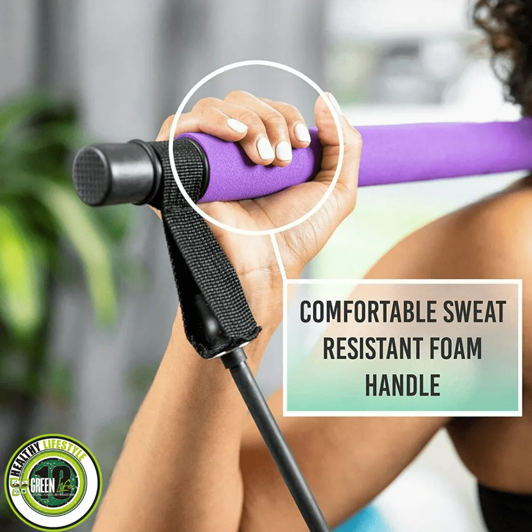 Portable Pilates Bar Kit with Resistance Bands, Exercise Bar, Latex Cords