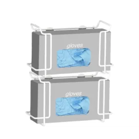 R&B Wire Double Wire Glove Box Dispenser, White