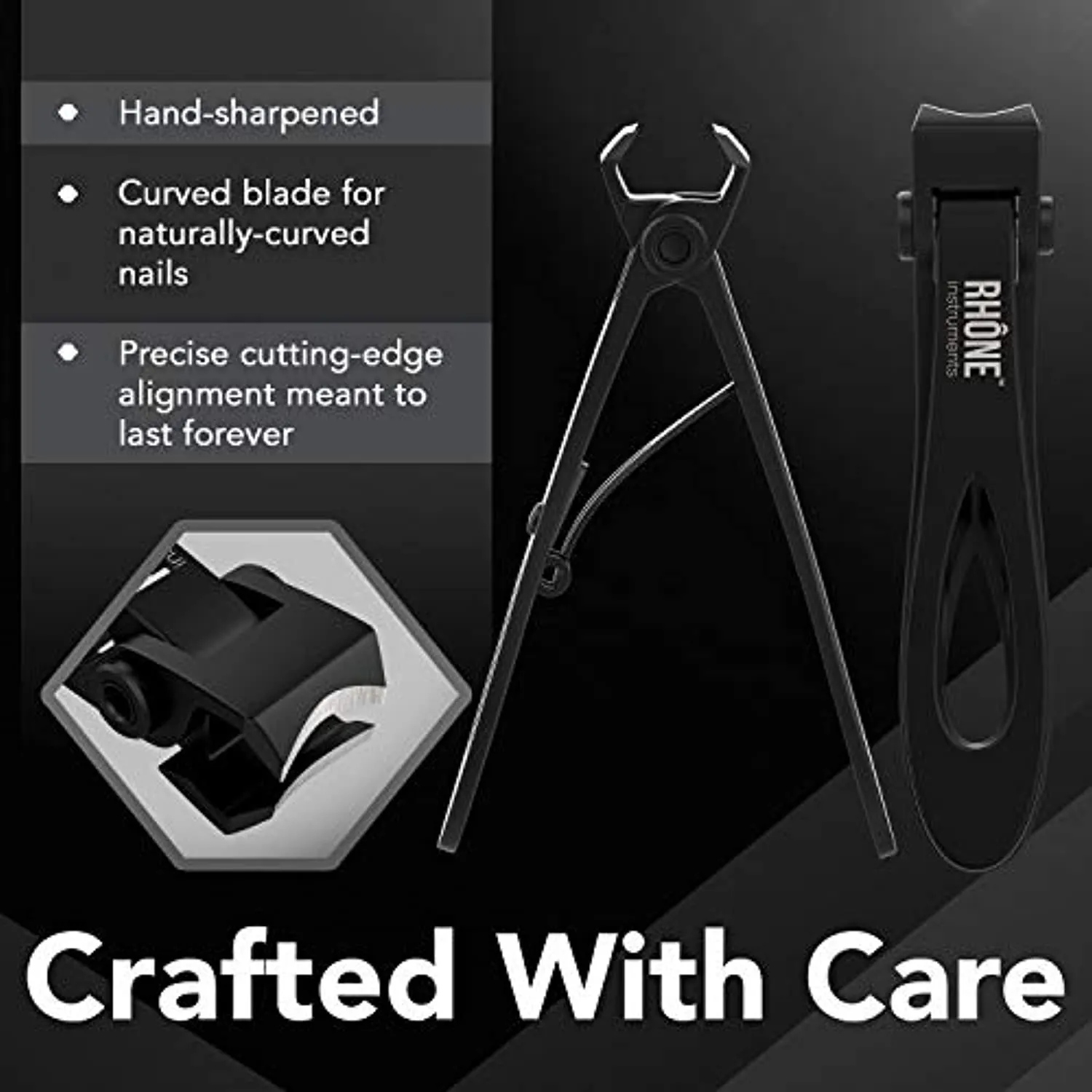 Rhône Instruments Nail Clippers, 420J2 Surgical Grade Steel, Extra-Wide Jaw, Cuts Thick Nails, Professional Series, Heavy-Duty Fingernail and Toenail Clippers for Manicure, Pedicure, Women and Men