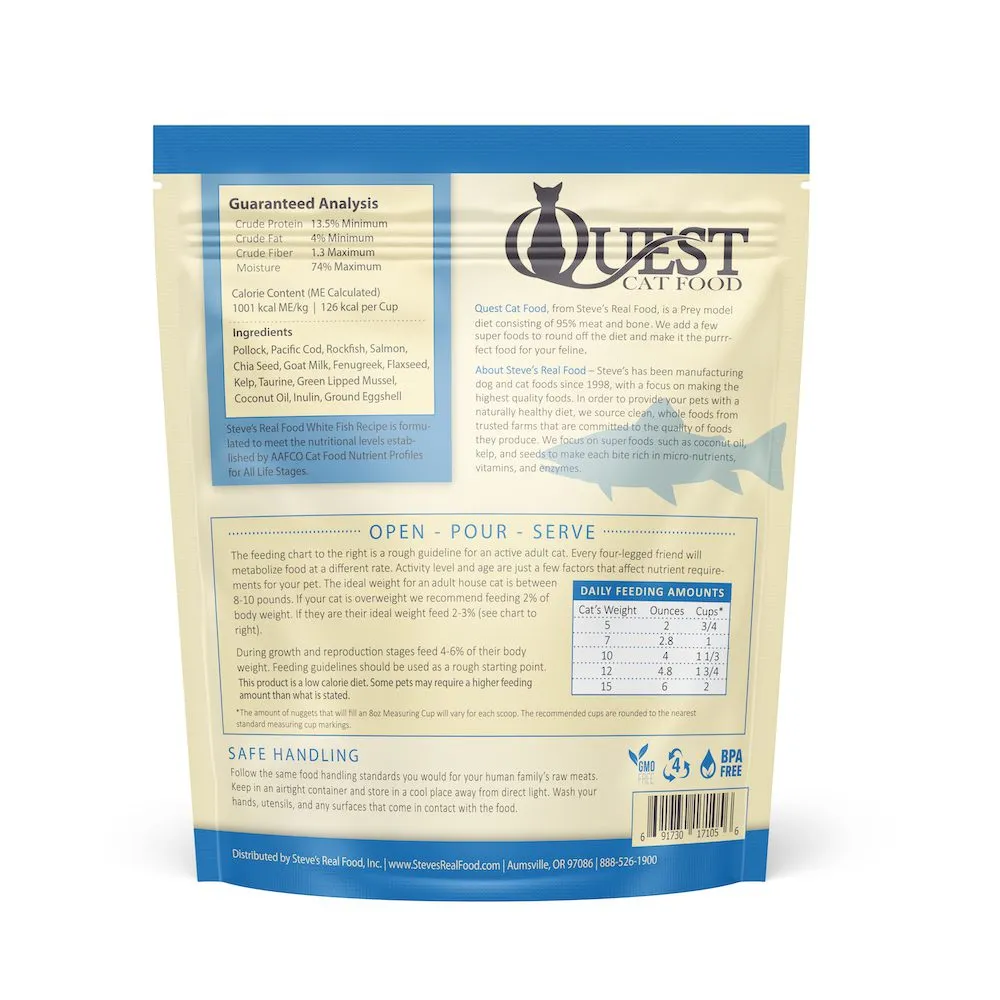 Steve's Quest Whitefish Nuggets 2-lb, Frozen Raw Cat Food