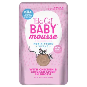 Tiki Cat Baby Mousse Kitten, Chicken And Chicken Liver In Broth Recipe 2.4-oz Pouch, Wet Cat Food