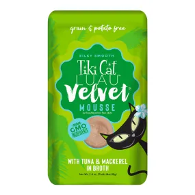 Tiki Cat Luau Velvet Mousse Wet Cat Food, Tuna & Mackerel, 2.8 oz Pouch, 12 ct
