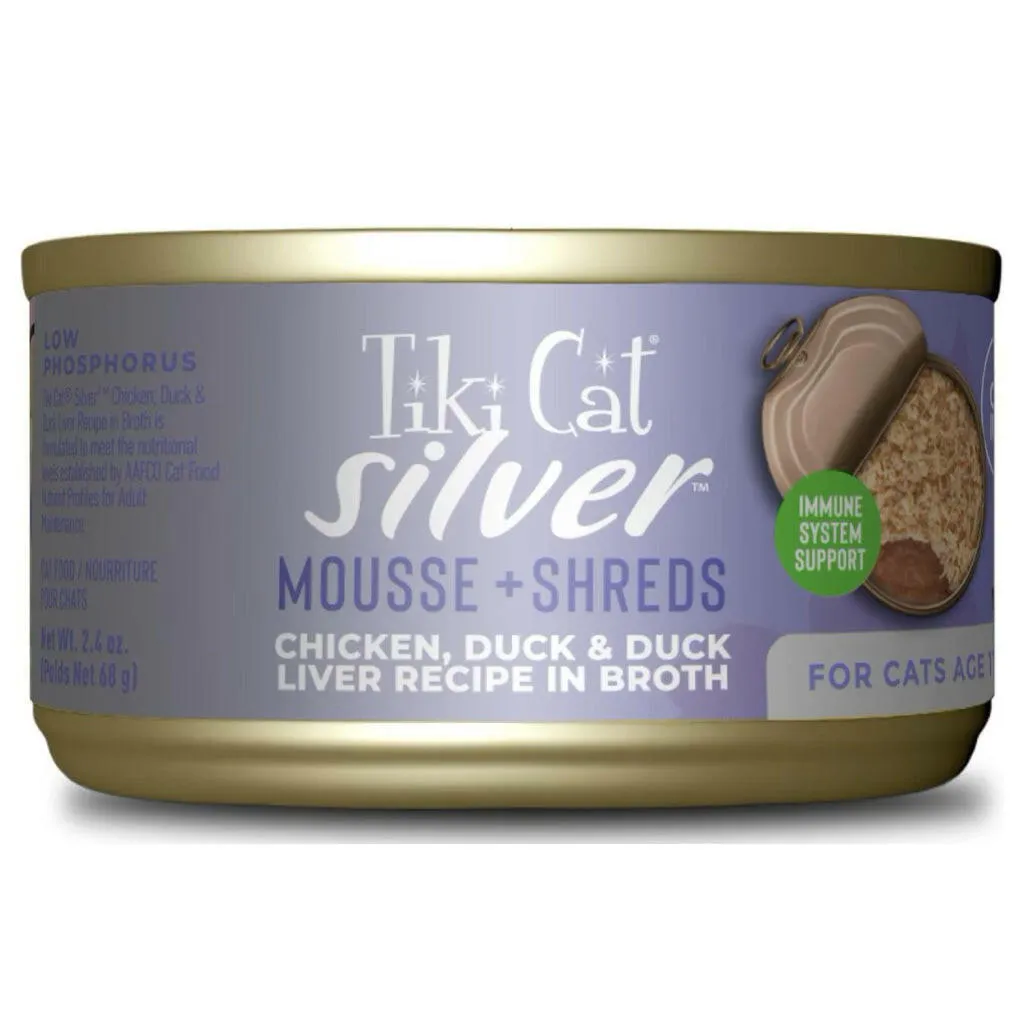 Tiki Cat Silver for Seniors Chicken & Duck & Duck Liver (2.4 oz x 12 cans)