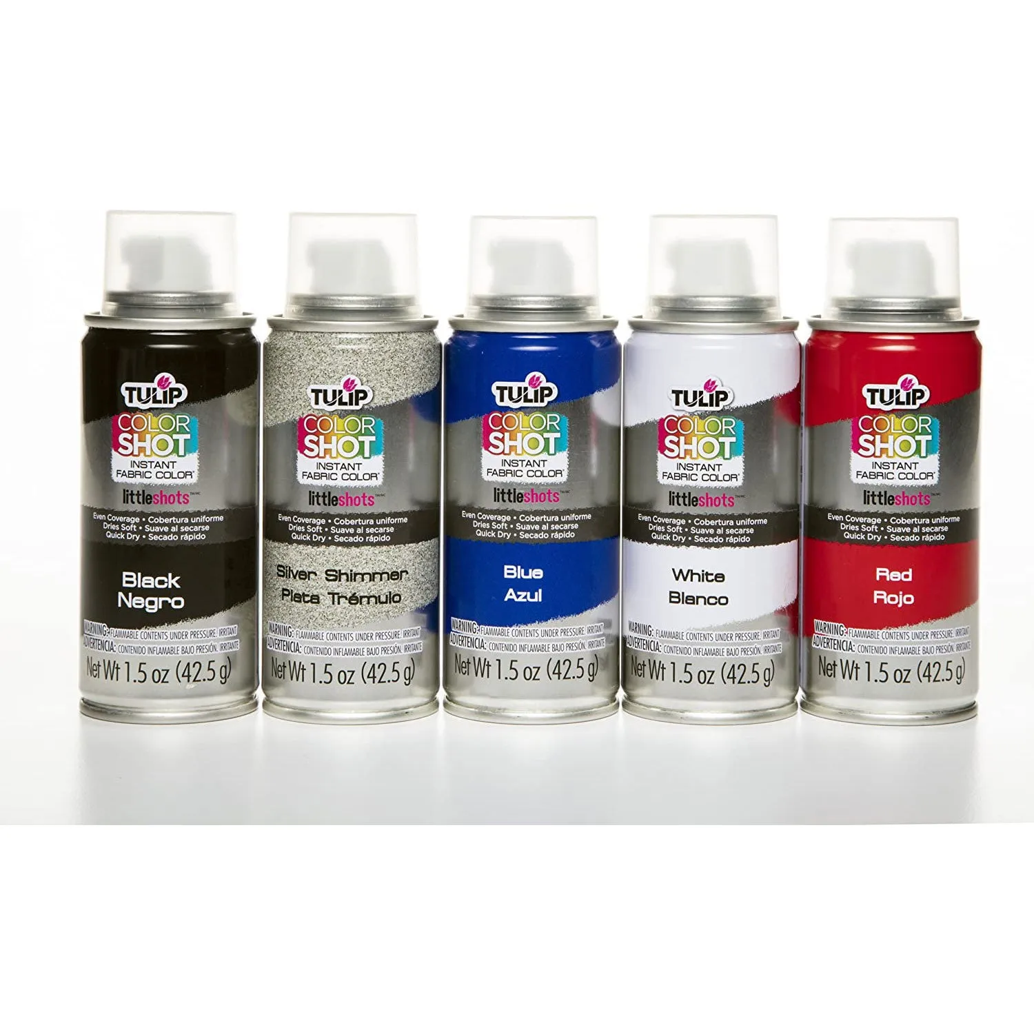 Tulip Instant Color Shots Americana Fabric Spray Paint Set, 5 Pack