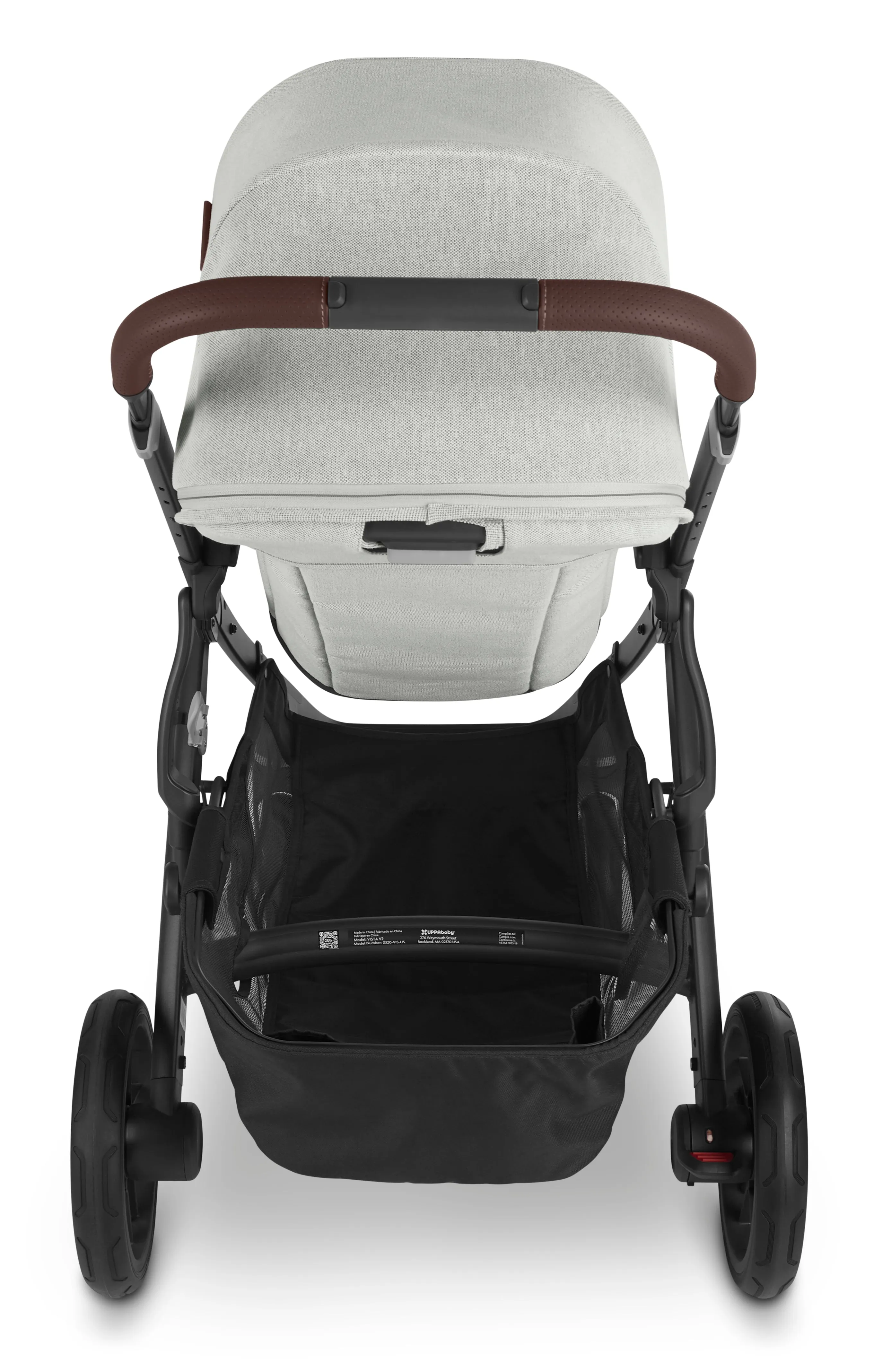 UPPAbaby Vista V2 Stroller - Anthony (White and Grey Chenille/Carbon/Chestnut Leather)