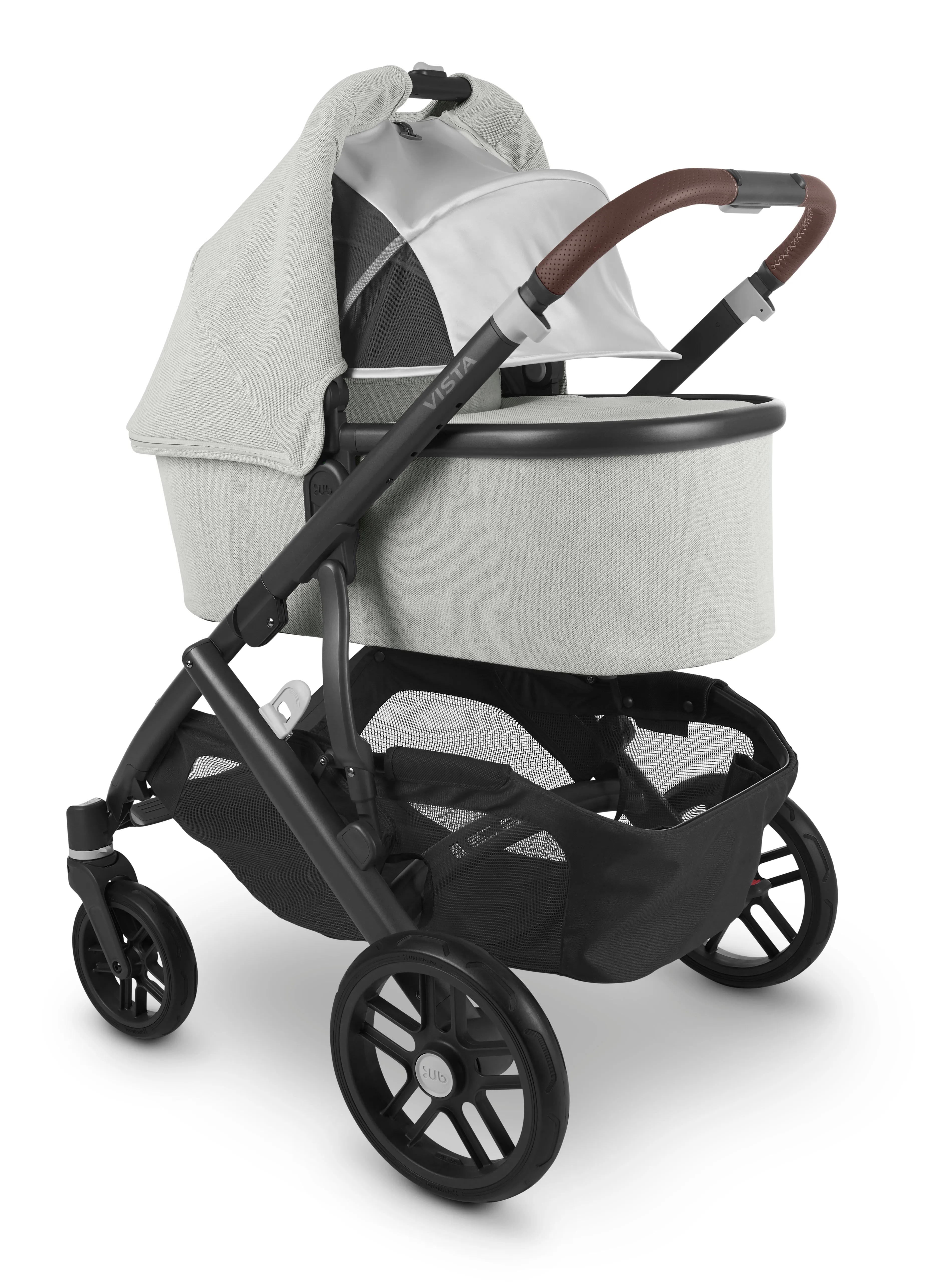 UPPAbaby Vista V2 Stroller - Anthony (White and Grey Chenille/Carbon/Chestnut Leather)