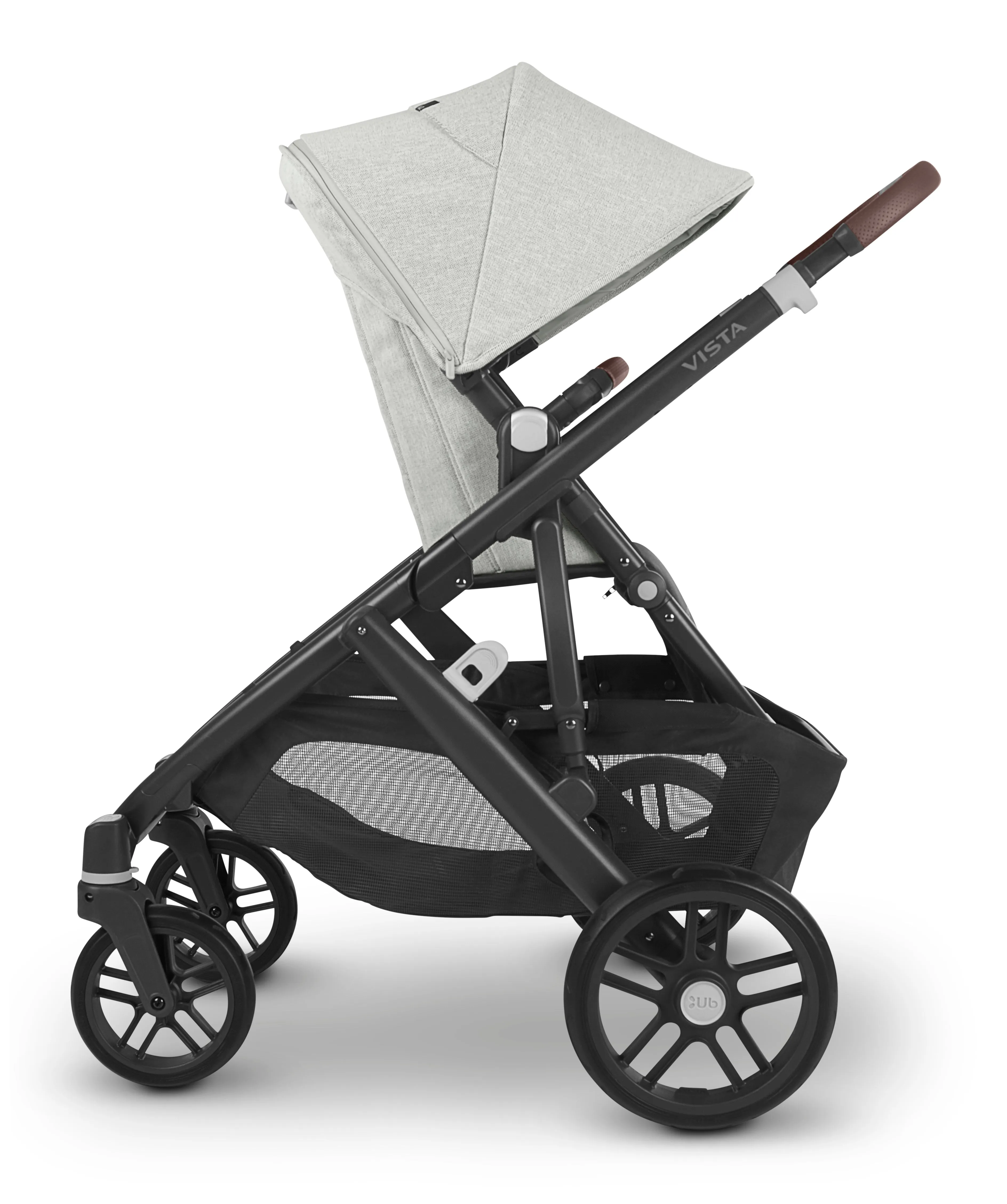 UPPAbaby Vista V2 Stroller - Anthony (White and Grey Chenille/Carbon/Chestnut Leather)