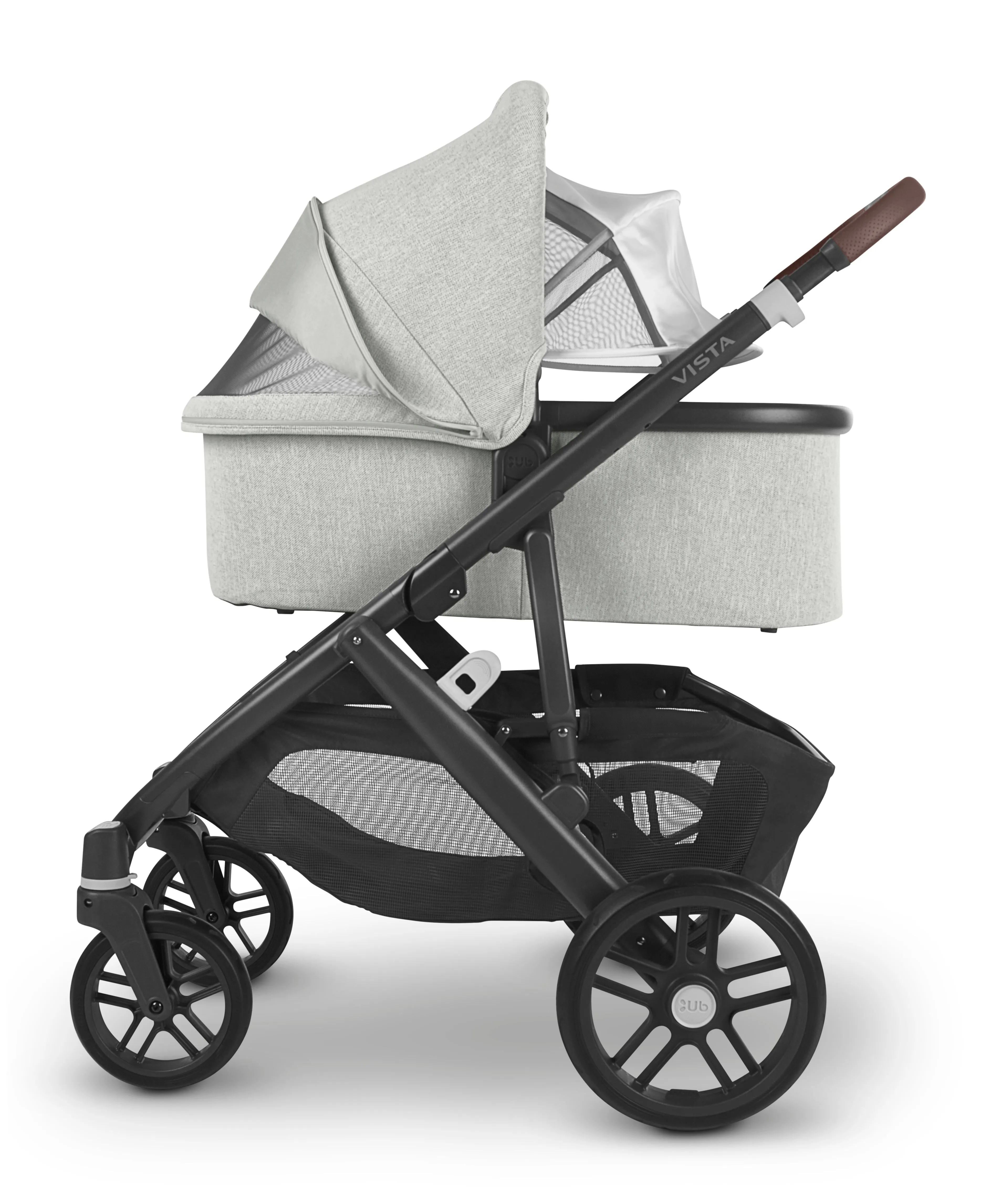 UPPAbaby Vista V2 Stroller - Anthony (White and Grey Chenille/Carbon/Chestnut Leather)