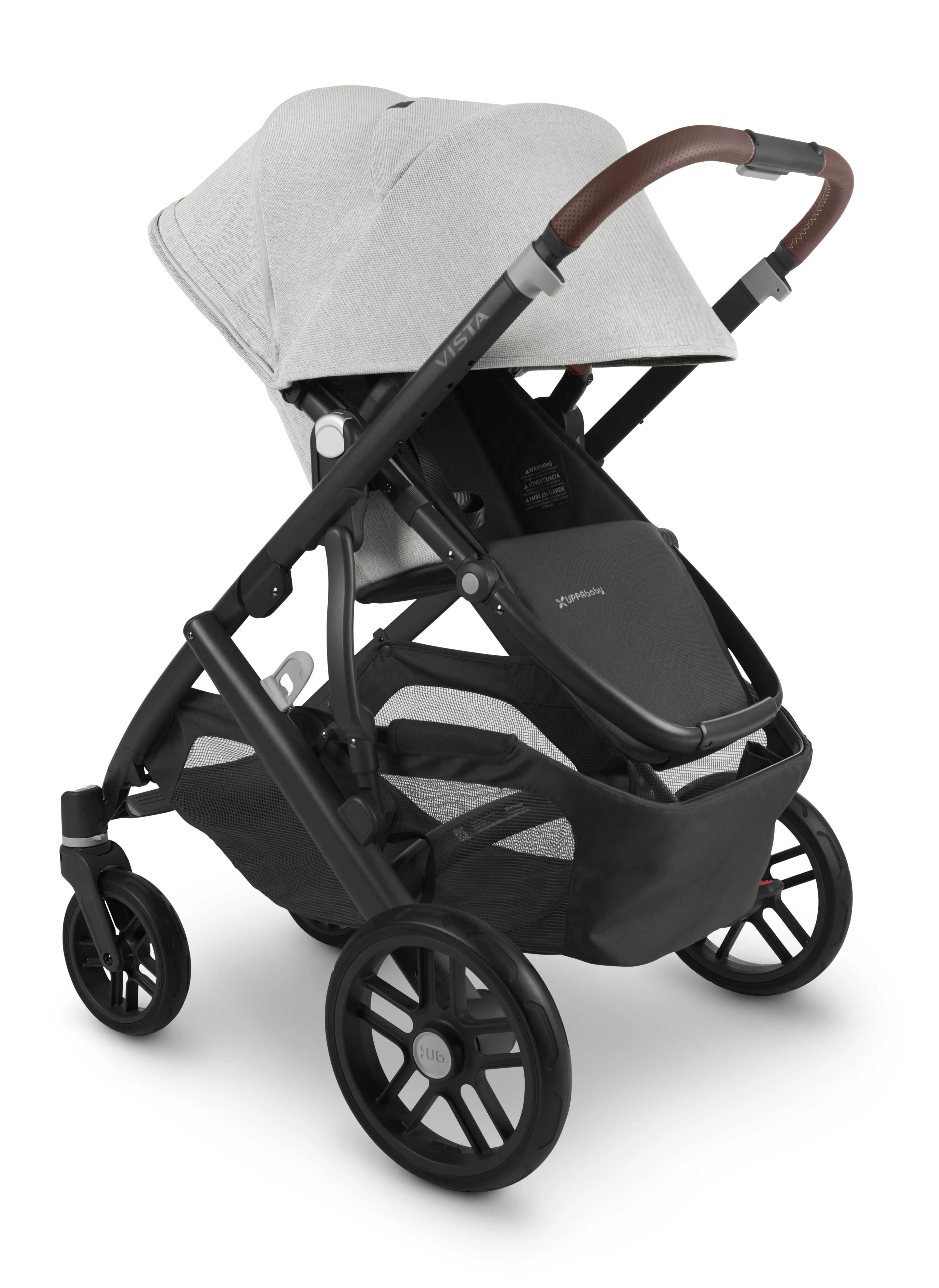 UPPAbaby Vista V2 Stroller - Anthony (White and Grey Chenille/Carbon/Chestnut Leather)