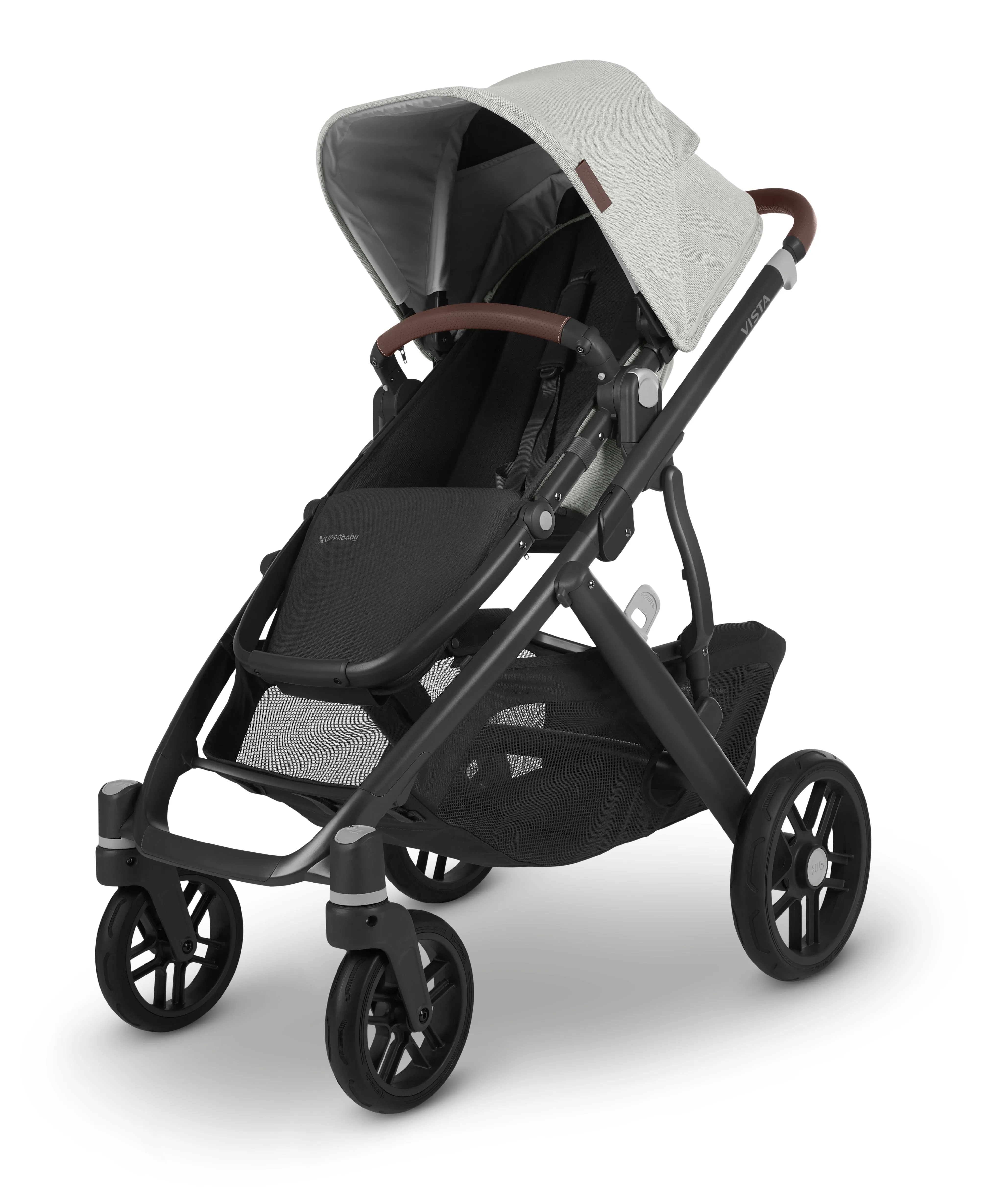 UPPAbaby Vista V2 Stroller - Anthony (White and Grey Chenille/Carbon/Chestnut Leather)