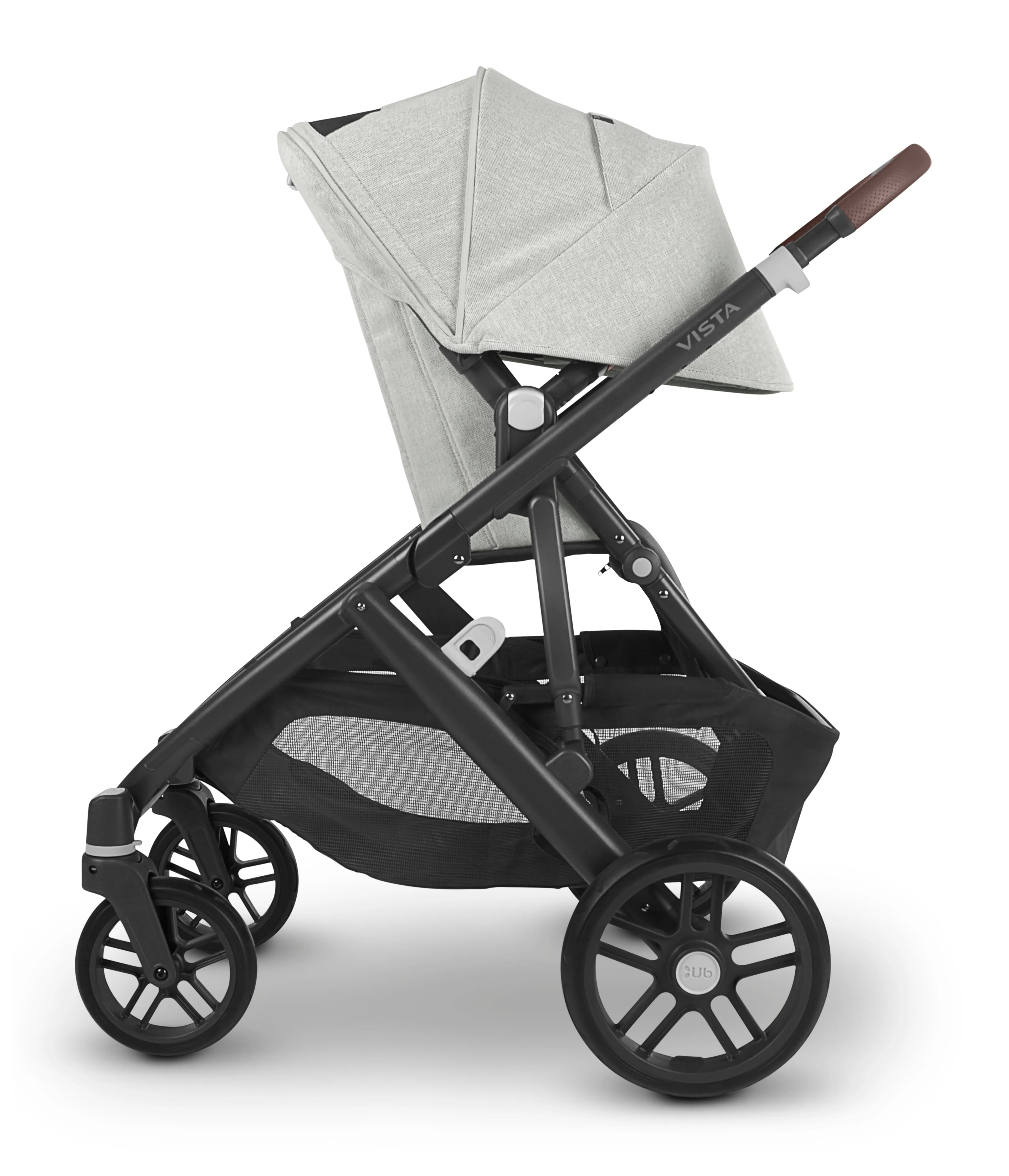 UPPAbaby Vista V2 Stroller - Anthony (White and Grey Chenille/Carbon/Chestnut Leather)