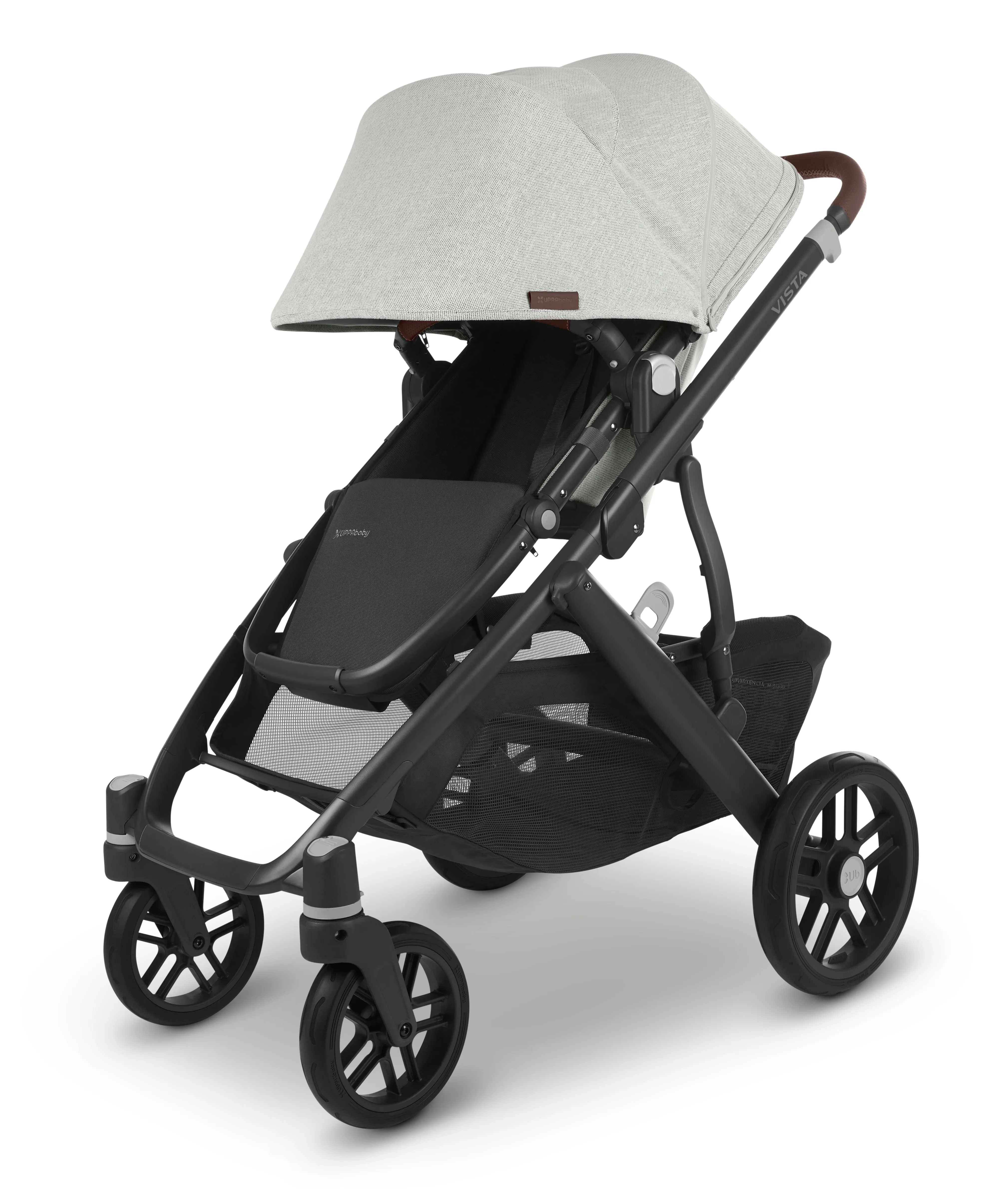 UPPAbaby Vista V2 Stroller - Anthony (White and Grey Chenille/Carbon/Chestnut Leather)