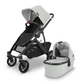 UPPAbaby Vista V2 Stroller - Anthony (White and Grey Chenille/Carbon/Chestnut Leather)