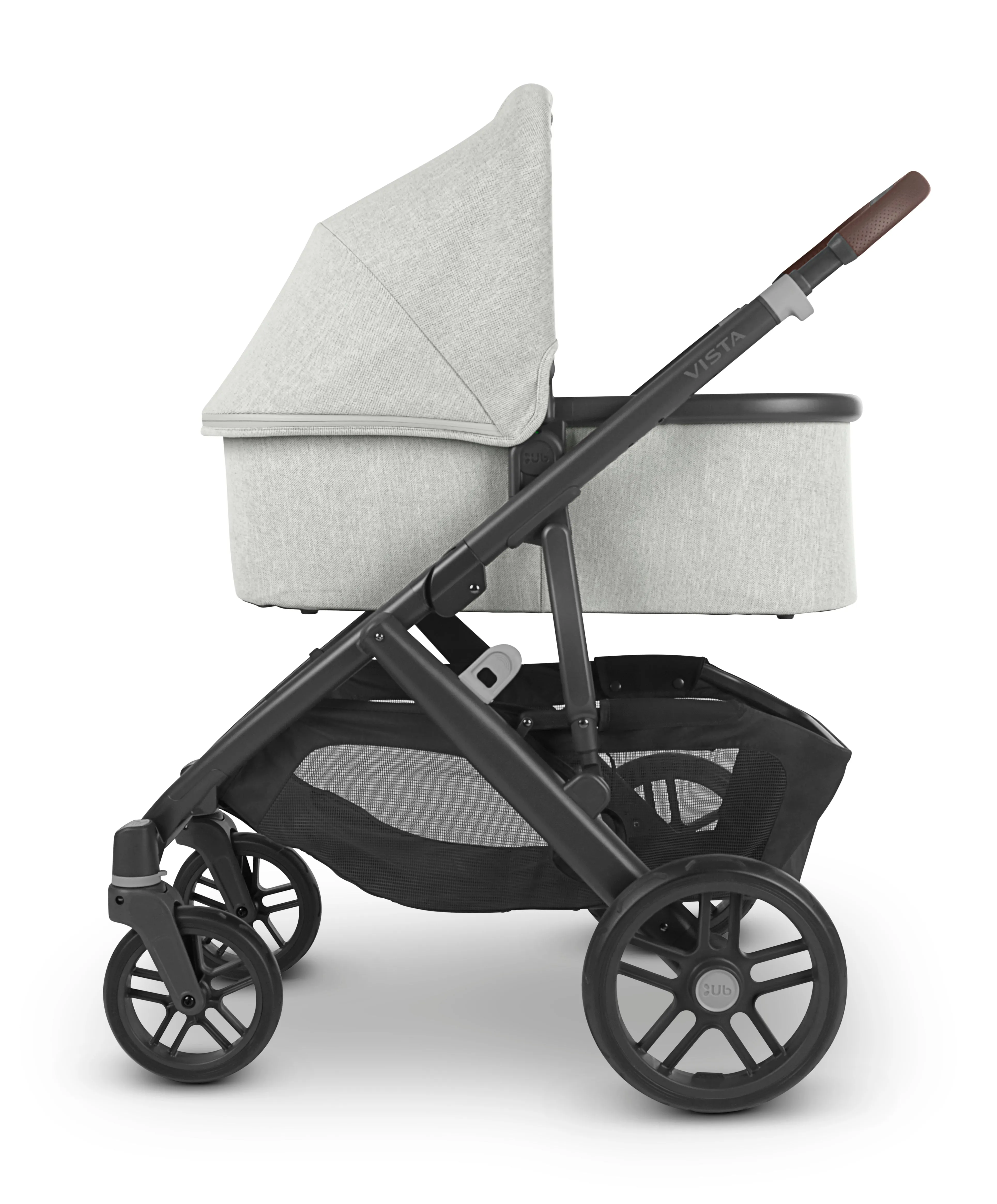 UPPAbaby Vista V2 Stroller - Anthony (White and Grey Chenille/Carbon/Chestnut Leather)