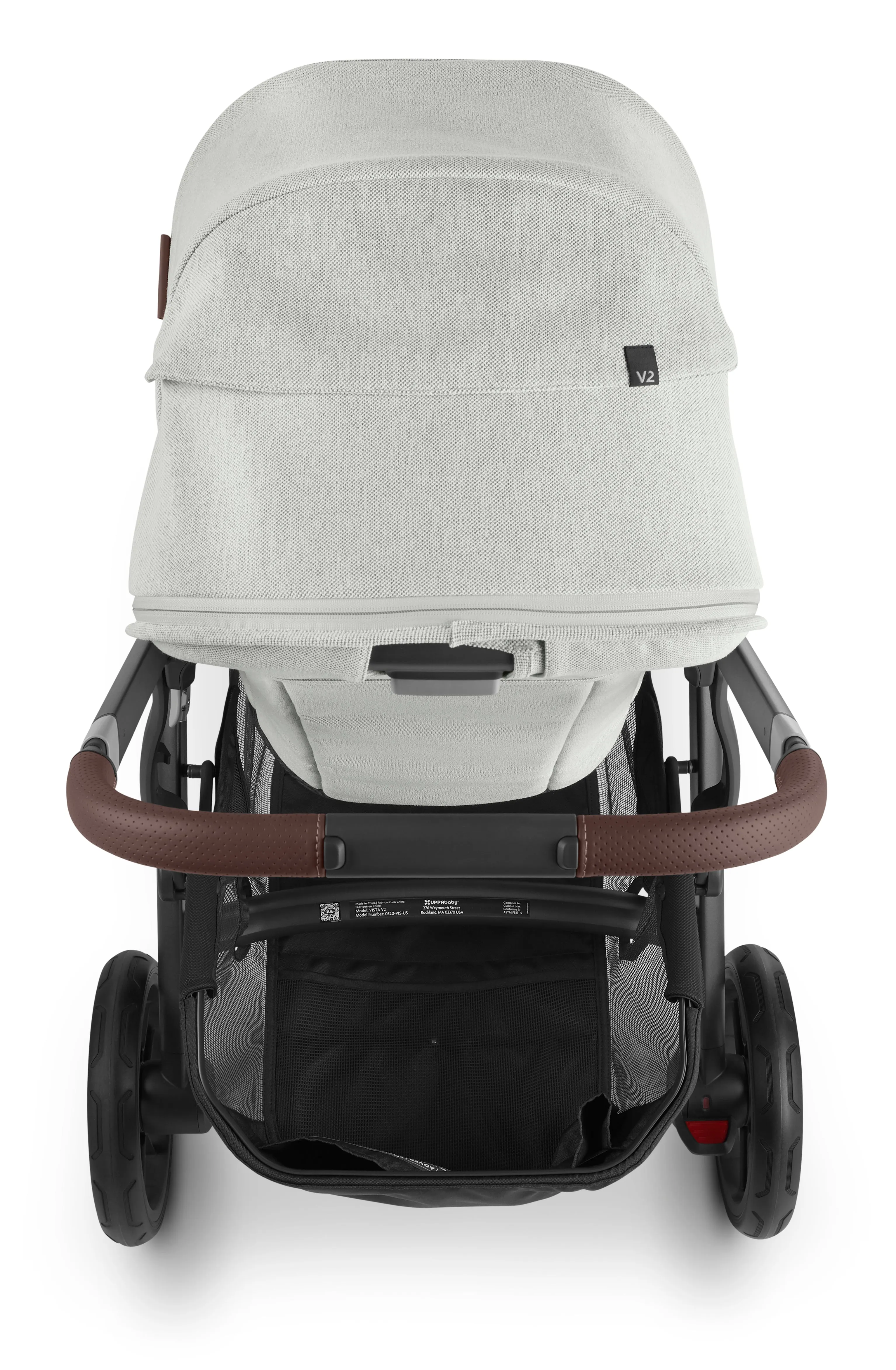 UPPAbaby Vista V2 Stroller - Anthony (White and Grey Chenille/Carbon/Chestnut Leather)