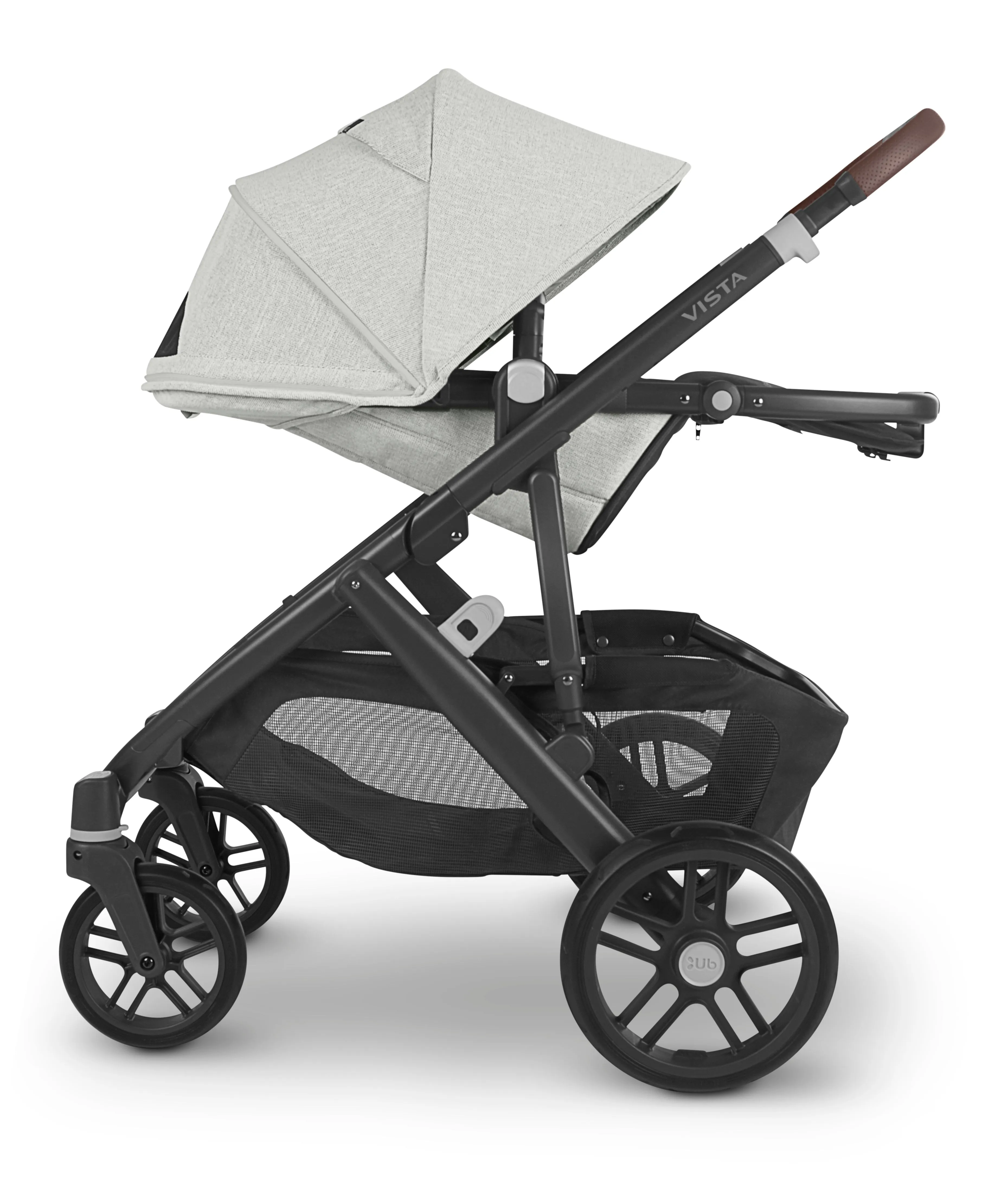 UPPAbaby Vista V2 Stroller - Anthony (White and Grey Chenille/Carbon/Chestnut Leather)