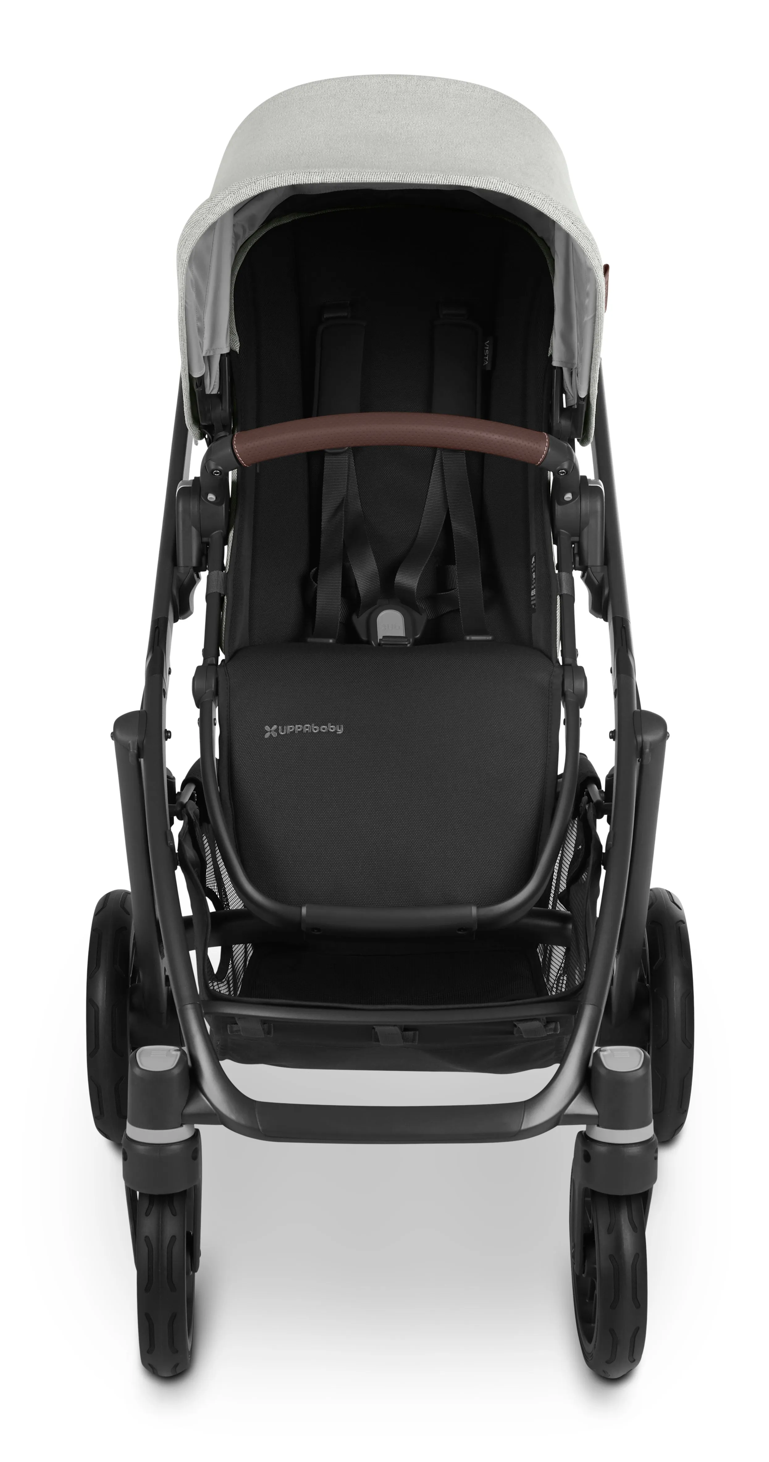 UPPAbaby Vista V2 Stroller - Anthony (White and Grey Chenille/Carbon/Chestnut Leather)