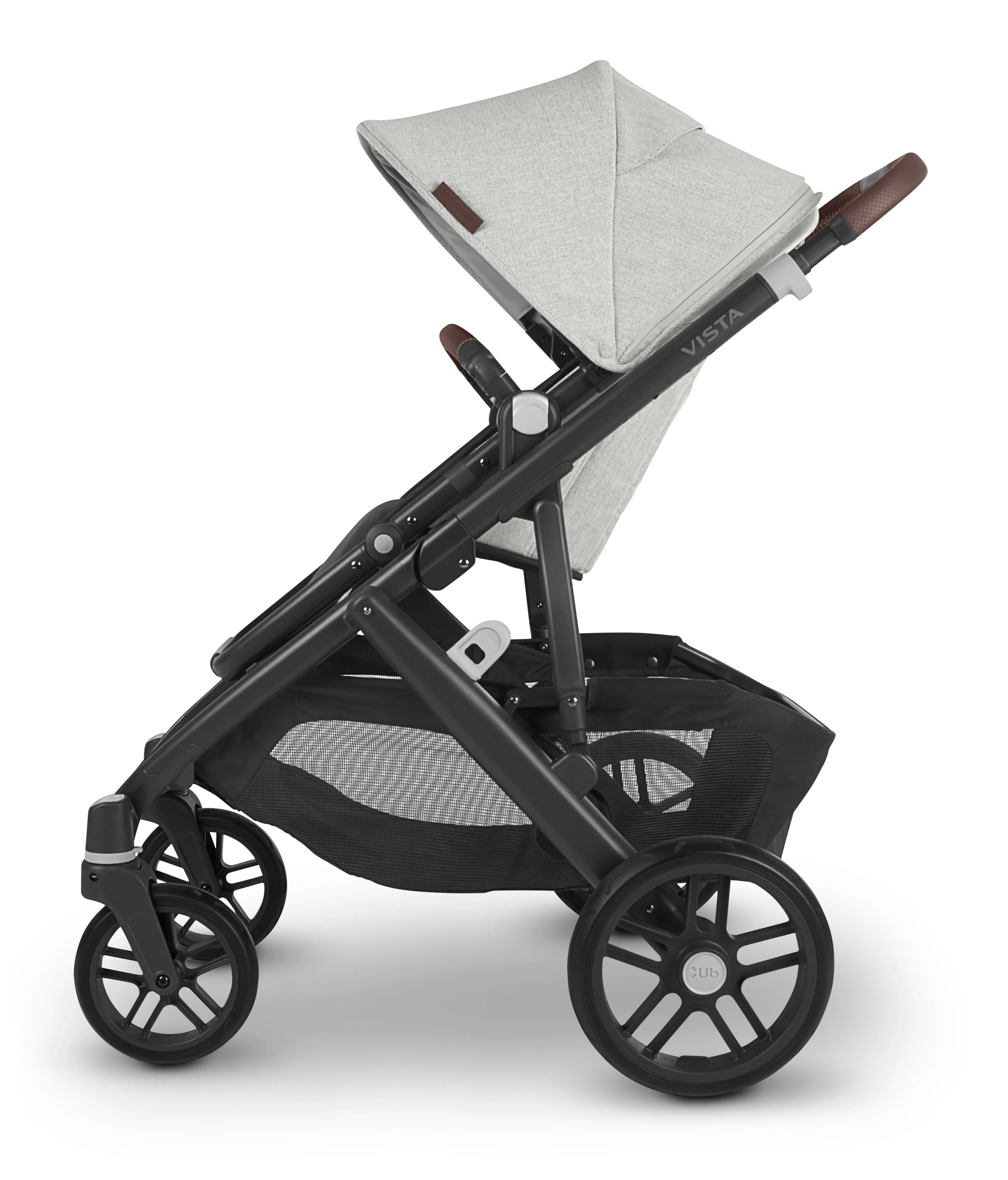 UPPAbaby Vista V2 Stroller - Anthony (White and Grey Chenille/Carbon/Chestnut Leather)