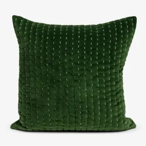 Velvet Quilted Cushion Cover (Green)