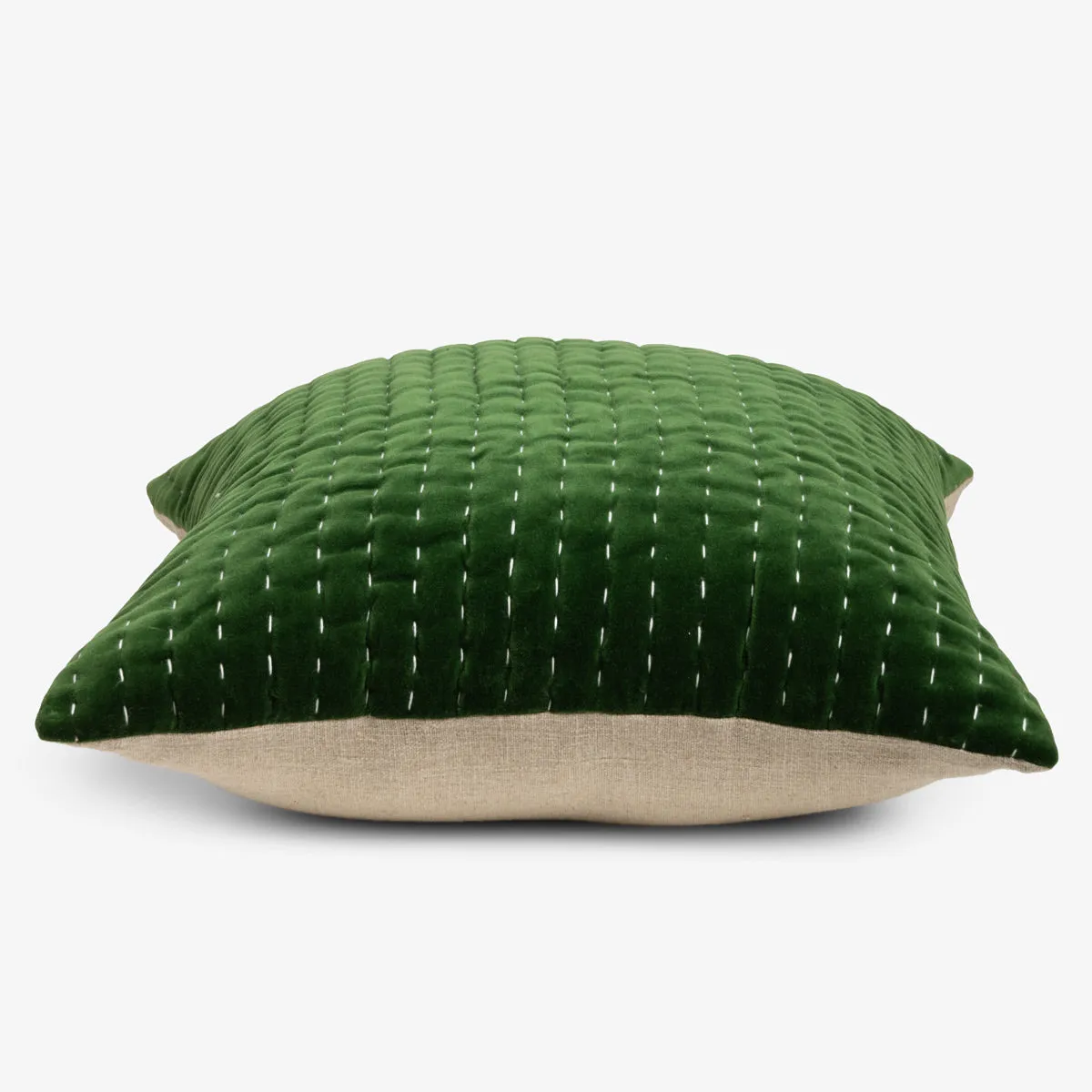 Velvet Quilted Cushion Cover (Green)