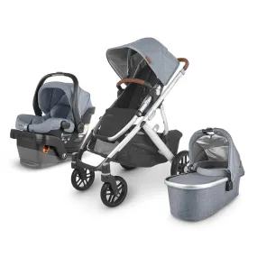 Vista V2 Stroller - Gregory - Blue Mélange | Silver Frame | Saddle Leather   Mesa V2 Infant Car Seat - Gregory - Blue Melange | Merino Wool