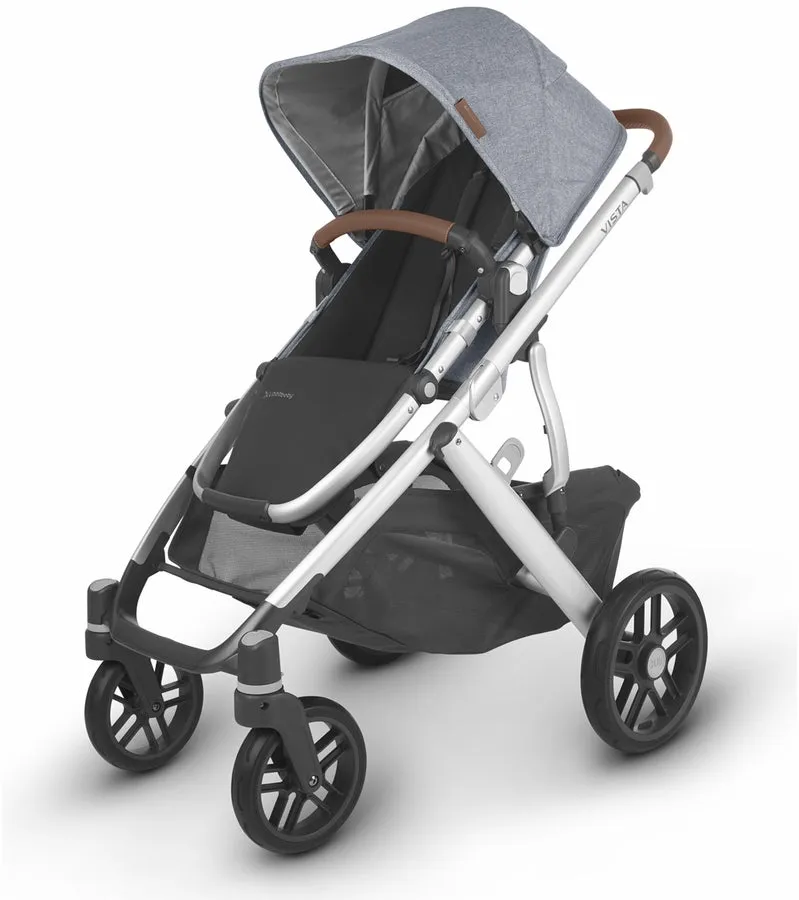 Vista V2 Stroller - Gregory - Blue Mélange | Silver Frame | Saddle Leather   Mesa V2 Infant Car Seat - Gregory - Blue Melange | Merino Wool