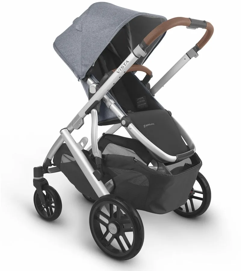 Vista V2 Stroller - Gregory - Blue Mélange | Silver Frame | Saddle Leather   Mesa V2 Infant Car Seat - Gregory - Blue Melange | Merino Wool
