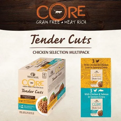 Wellness CORE Tender Cuts Chicken Selection Multipack Wet Adult Cat Food 6x85g