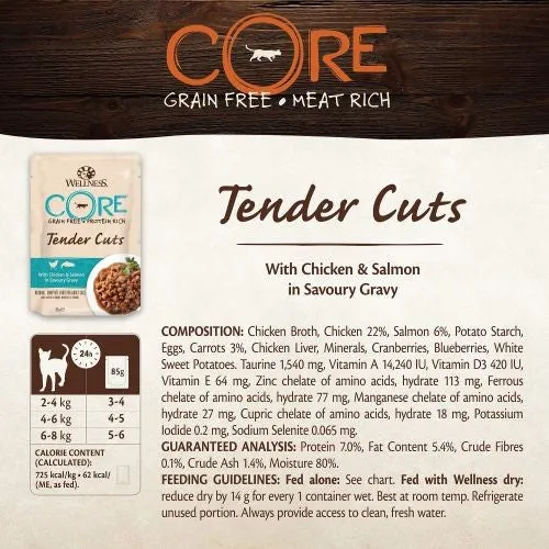 Wellness CORE Tender Cuts Chicken Selection Multipack Wet Adult Cat Food 6x85g
